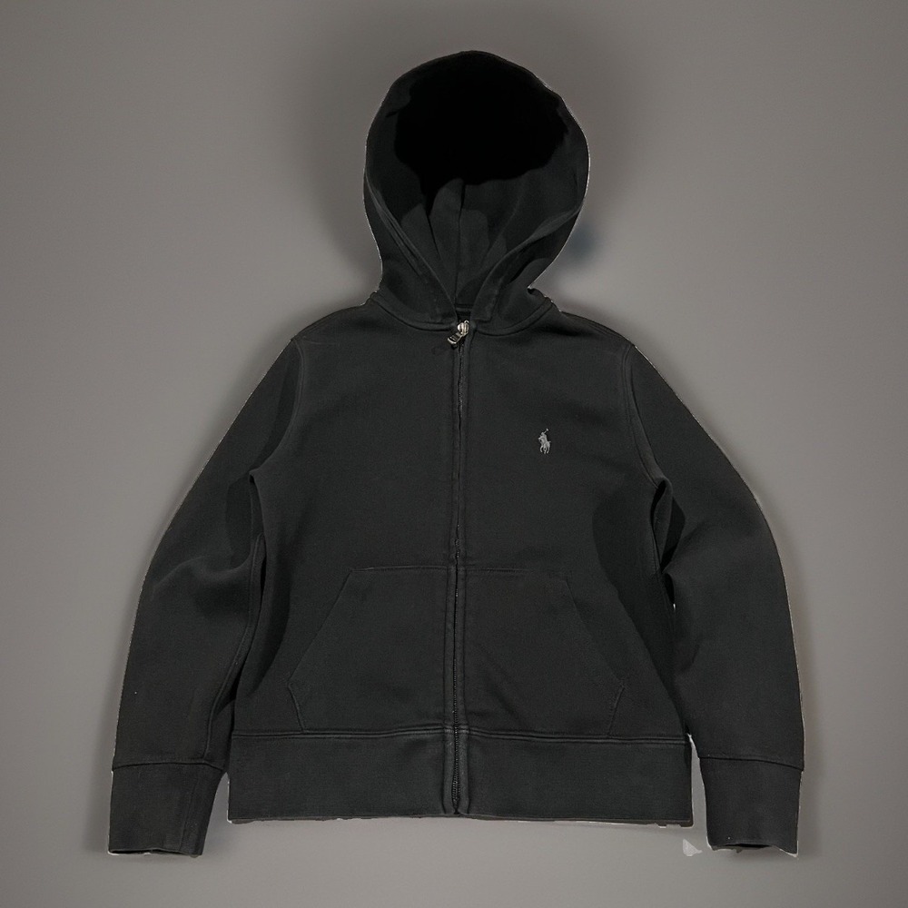 Polo Ralph Lauren Youth Boys Black Full Zip Soft Hoodie Small 8 Casual Comfy